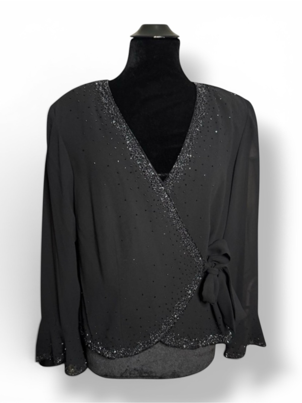 Y2K Beaded Sheer Wrap Top